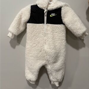 Nike Kids Sherpa Footie - White and Black with Neon Accent